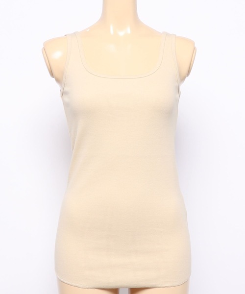 eversince（エバーシンス）の「【ペールトーン】スクエアネック・リブタンクトップ（タンクトップ・レディース・ブラック/グリーン/グレイッシュベージュ/アイボリー/オフホワイト/ピンク・M/L）」の8枚目の写真
