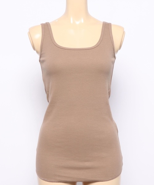 eversince（エバーシンス）の「【ペールトーン】スクエアネック・リブタンクトップ（タンクトップ・レディース・ブラック/グリーン/グレイッシュベージュ/アイボリー/オフホワイト/ピンク・M/L）」の9枚目の写真