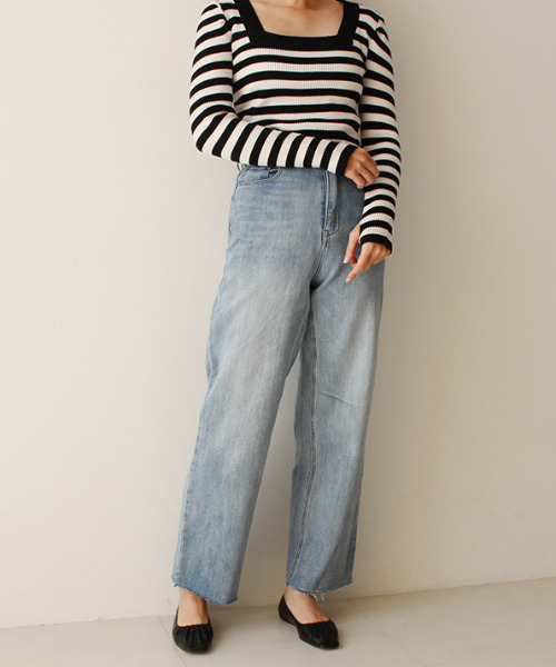 MODE ROBE（モードローブ）の「ストレートデニムパンツ（デニムパンツ・レディース・ブルー/ライトグレー/ホワイト/ライトブルー・M/S）」の4枚目の写真