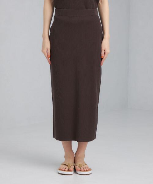 green label relaxing（グリーンレーベルリラクシング）の「[ Livelihood (ライブリフッド) ] [ 手洗い可能 ] SC リブ ニット スカート（スカート・レディース・ダークブラウン/ブラック/ベージュ・FREE）」の4枚目の写真
