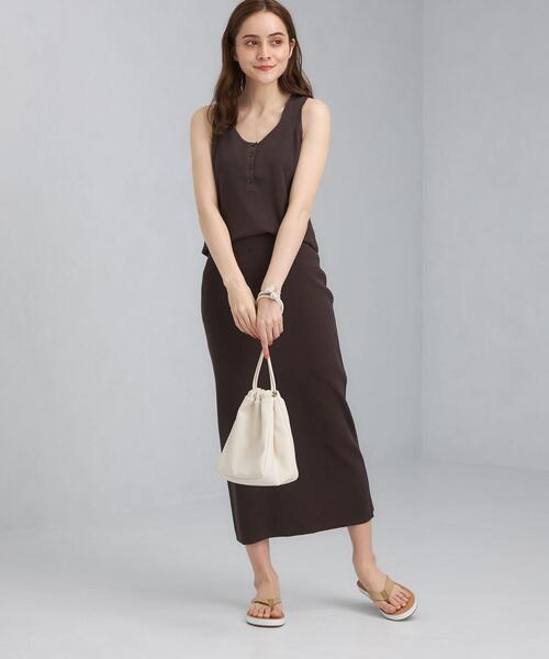 green label relaxing（グリーンレーベルリラクシング）の「[ Livelihood (ライブリフッド) ] [ 手洗い可能 ] SC リブ ニット スカート（スカート・レディース・ダークブラウン/ブラック/ベージュ・FREE）」の10枚目の写真
