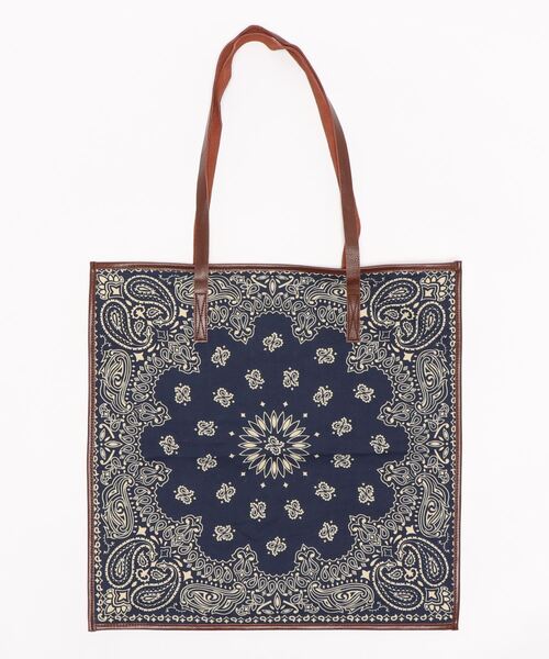 HAV-A-HANK(ハバハンク )の「【HAV-A-HANK】Bandanna スクエアーショルダー(トートバッグ・メンズ・ネイビー/ホワイト/レッド・FREE)」の3枚目の写真