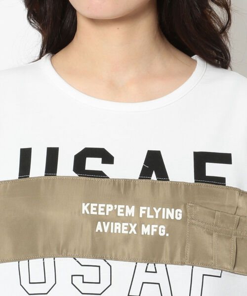 AVIREX(アヴィレックス)の「プリントコンビミリタリープルオーバー/ PRINT COMBI MILITARY PULLOVER(Tシャツ/カットソー・レディース・オフホワイト/ブルー/マスタード・FREE)」の17枚目の写真
