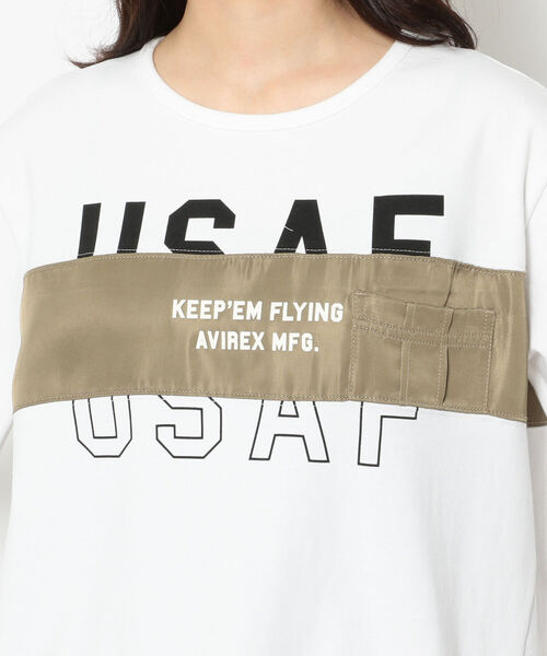 AVIREX(アヴィレックス)の「プリントコンビミリタリープルオーバー/ PRINT COMBI MILITARY PULLOVER(Tシャツ/カットソー・レディース・オフホワイト/ブルー/マスタード・FREE)」の18枚目の写真