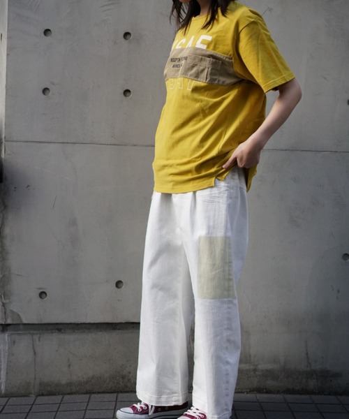 AVIREX(アヴィレックス)の「プリントコンビミリタリープルオーバー/ PRINT COMBI MILITARY PULLOVER(Tシャツ/カットソー・レディース・オフホワイト/ブルー/マスタード・FREE)」の8枚目の写真