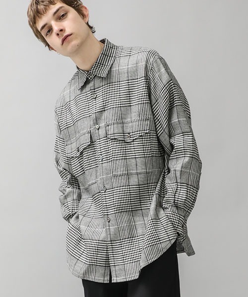 KIIT（キート）の「【KIIT/キート】EX.BIG GRENCHECK SH（シャツ/ブラウス・メンズ・ブラック/ブラウン・1/2）」の2枚目の写真