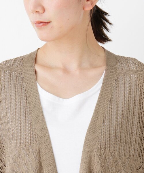 SHOO・LA・RUE（シューラルー）の「◆透かし柄ニットロングカーディガン（カーディガン/ボレロ・レディース・ブラック/ダークブラウン/オフホワイト・02/03/04）」の8枚目の写真