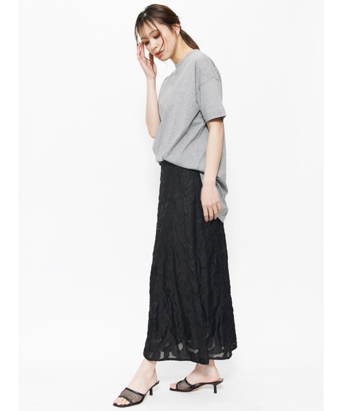 mili an deni(ミリアンデニ)の「プチハイネック綿100%半袖裾ラウンドTシャツ(Tシャツ/カットソー・レディース・ベージュ/ブラック/チャコールグレー/オフホワイト/アッシュグレー/杢グレー・L/M)」の16枚目の写真