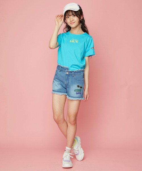 JENNI love（ジェニィラブ）の「フリンジデニムショーパン（デニムパンツ・キッズ・サックスブルー/ブルー・130cm/140cm/150cm/160cm）」の15枚目の写真