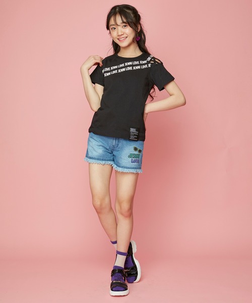 JENNI love（ジェニィラブ）の「フリンジデニムショーパン（デニムパンツ・キッズ・サックスブルー/ブルー・130cm/140cm/150cm/160cm）」の5枚目の写真