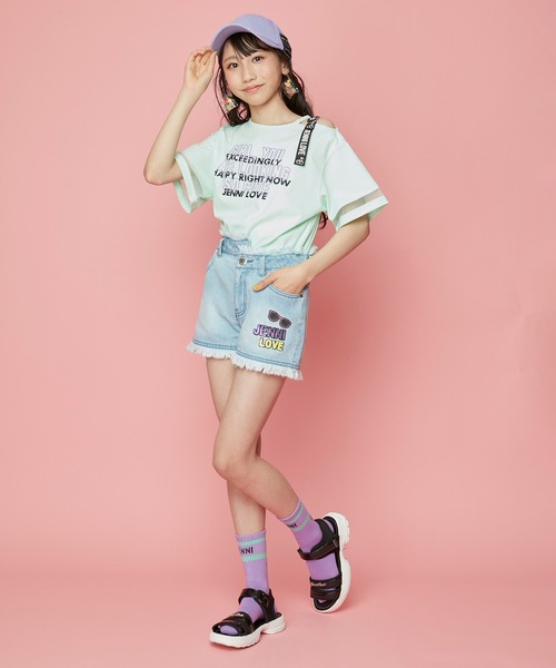 JENNI love（ジェニィラブ）の「フリンジデニムショーパン（デニムパンツ・キッズ・サックスブルー/ブルー・130cm/140cm/150cm/160cm）」の9枚目の写真