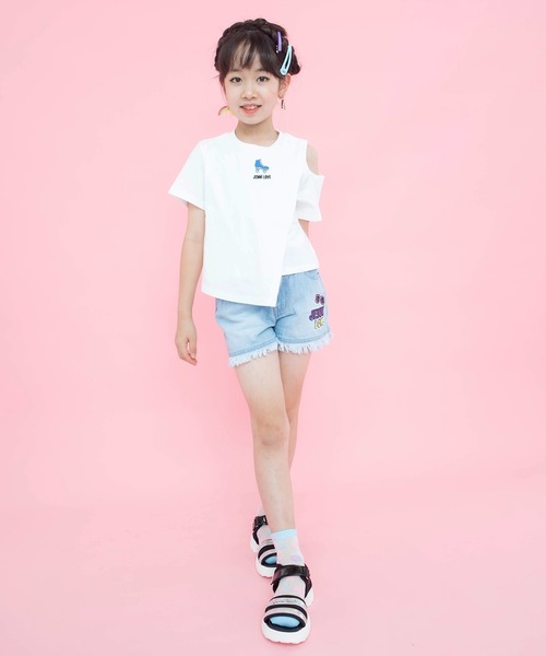 JENNI love（ジェニィラブ）の「フリンジデニムショーパン（デニムパンツ・キッズ・サックスブルー/ブルー・130cm/140cm/150cm/160cm）」の19枚目の写真