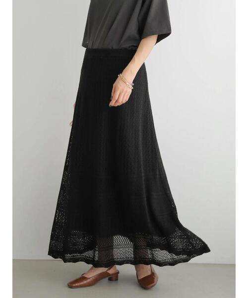 AMERICAN HOLIC（アメリカンホリック）の「透かしレース編みロングスカート（スカート・レディース・ブラック/アイボリー・M/L）」の16枚目の写真