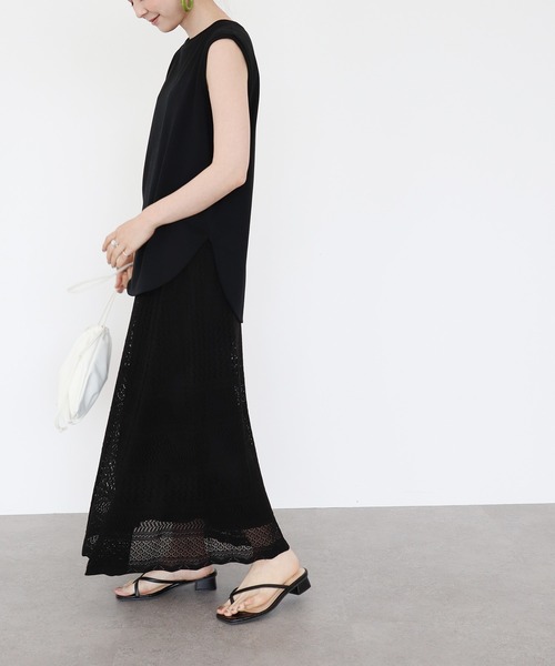 AMERICAN HOLIC（アメリカンホリック）の「透かしレース編みロングスカート（スカート・レディース・ブラック/アイボリー・M/L）」の3枚目の写真