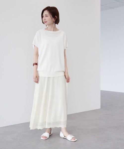 AMERICAN HOLIC（アメリカンホリック）の「透かしレース編みロングスカート（スカート・レディース・ブラック/アイボリー・M/L）」の4枚目の写真