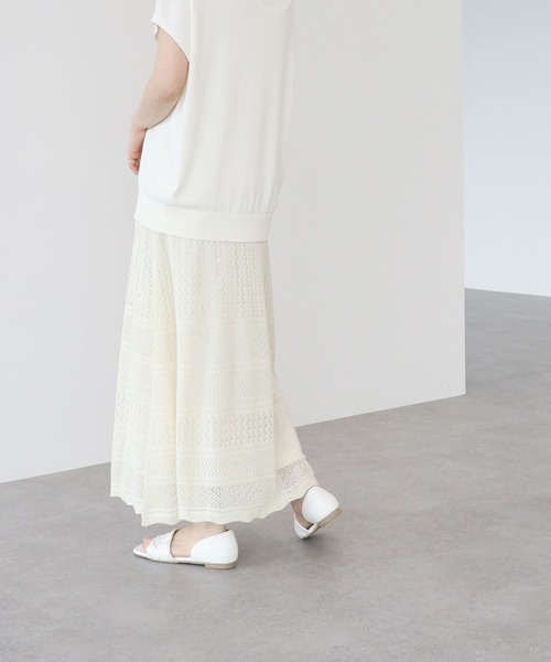 AMERICAN HOLIC（アメリカンホリック）の「透かしレース編みロングスカート（スカート・レディース・ブラック/アイボリー・M/L）」の5枚目の写真