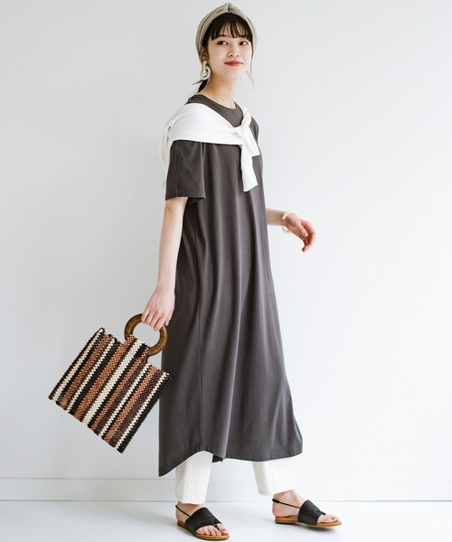 セール 部屋着並みに楽ちんなのにさりげなく今っぽ 女っぽが叶う 袖スリットカットソーワンピース ワンピース Haco ハコ のファッション通販 Zozotown