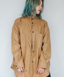 SANSeLF | 【SANSeLF】fake leather stand collar jacket　sanwz21a005(その他アウター)