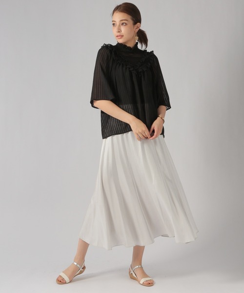 Ezick（エジック）の「グロッシーフレアスカート（スカート・レディース・ライトグレー/ブラック・SMALL/MEDIUM）」の3枚目の写真