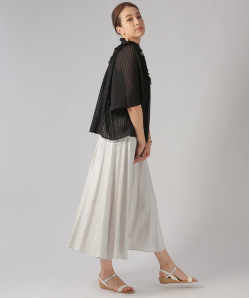 Ezick（エジック）の「グロッシーフレアスカート（スカート・レディース・ライトグレー/ブラック・SMALL/MEDIUM）」の4枚目の写真