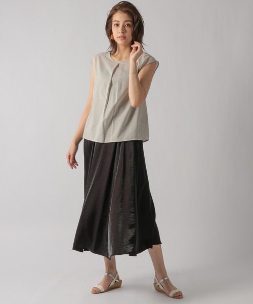 Ezick（エジック）の「グロッシーフレアスカート（スカート・レディース・ライトグレー/ブラック・SMALL/MEDIUM）」の8枚目の写真