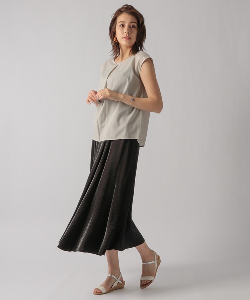 Ezick（エジック）の「グロッシーフレアスカート（スカート・レディース・ライトグレー/ブラック・SMALL/MEDIUM）」の9枚目の写真