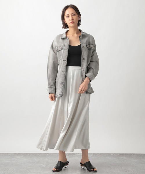 Ezick（エジック）の「グロッシーフレアスカート（スカート・レディース・ライトグレー/ブラック・SMALL/MEDIUM）」の21枚目の写真