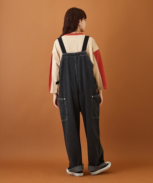 CUBE SUGAR（キューブシュガー）の「デニム サロペットパンツ（サロペット/オーバーオール・レディース・ブラック/インディゴブルー・M）」の3枚目の写真