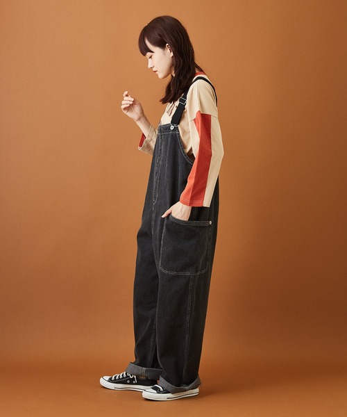 CUBE SUGAR（キューブシュガー）の「デニム サロペットパンツ（サロペット/オーバーオール・レディース・ブラック/インディゴブルー・M）」の14枚目の写真