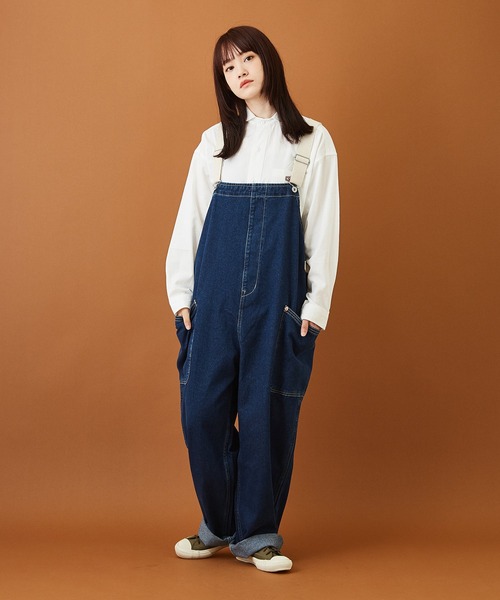 CUBE SUGAR（キューブシュガー）の「デニム サロペットパンツ（サロペット/オーバーオール・レディース・ブラック/インディゴブルー・M）」の22枚目の写真
