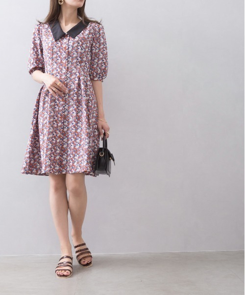 SpRay（スプレイ）の「レトロ柄クレリックワンピース（ワンピース・レディース・ブラック/マスタード/レンガ・FREE）」の3枚目の写真