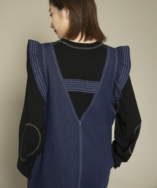 KBF（ケイビーエフ）の「フリルデニムワンピース（ワンピース・レディース・ブラック/ブルー・ONE）」の8枚目の写真