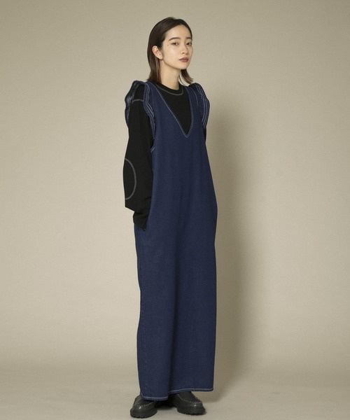 KBF（ケイビーエフ）の「フリルデニムワンピース（ワンピース・レディース・ブラック/ブルー・ONE）」の18枚目の写真