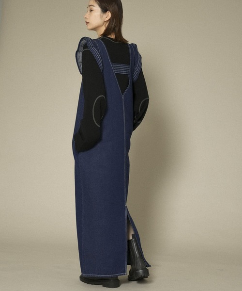 KBF（ケイビーエフ）の「フリルデニムワンピース（ワンピース・レディース・ブラック/ブルー・ONE）」の3枚目の写真