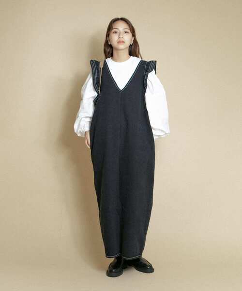 KBF（ケイビーエフ）の「フリルデニムワンピース（ワンピース・レディース・ブラック/ブルー・ONE）」の10枚目の写真