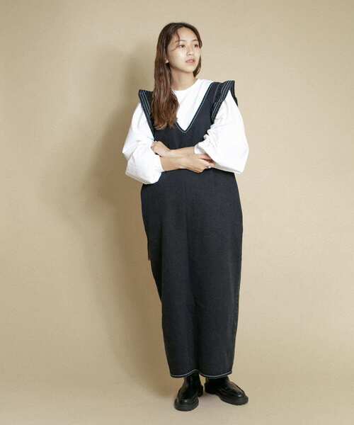 KBF（ケイビーエフ）の「フリルデニムワンピース（ワンピース・レディース・ブラック/ブルー・ONE）」の20枚目の写真