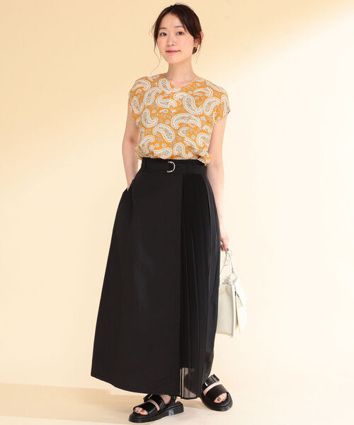 Ray BEAMS(レイビームス)の「Ray BEAMS / プリーツ キリカエ ラップ スカート▲(スカート・レディース・ブラック/ベージュ・1/0)」の5枚目の写真