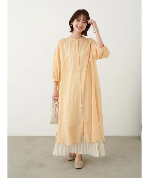 earth music&ecology（アースミュージックアンドエコロジー）の「ギャザーワンピース ＊（ワンピース・レディース・グレー/オフホワイト/オレンジ/ホワイト系その他2・FREE）」の7枚目の写真