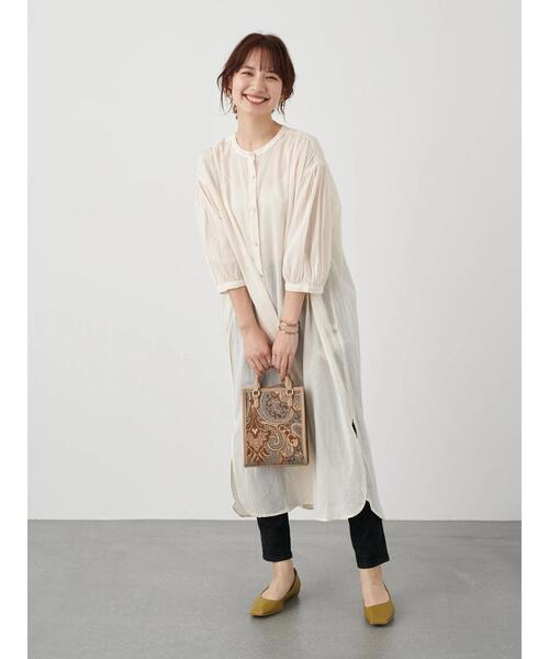 earth music&ecology（アースミュージックアンドエコロジー）の「ギャザーワンピース ＊（ワンピース・レディース・グレー/オフホワイト/オレンジ/ホワイト系その他2・FREE）」の10枚目の写真