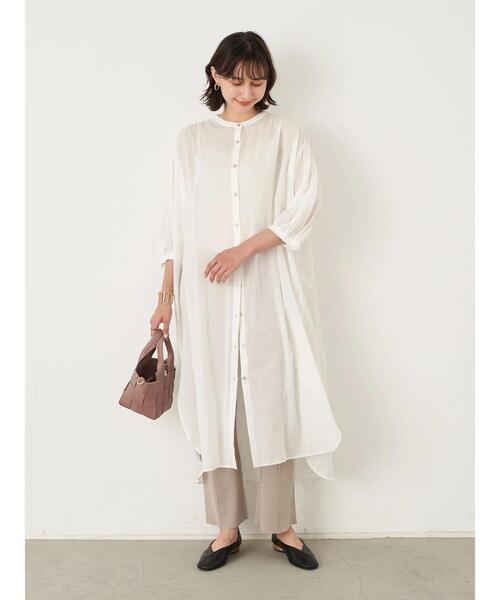 earth music&ecology（アースミュージックアンドエコロジー）の「ギャザーワンピース ＊（ワンピース・レディース・グレー/オフホワイト/オレンジ/ホワイト系その他2・FREE）」の16枚目の写真