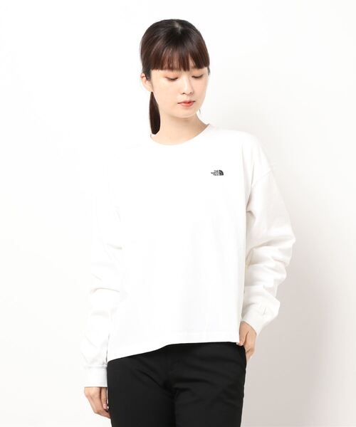 THE NORTH FACE（ザノースフェイス）の「THE NORTH FACE L/S Nuptse Cotton Tee NTW82036（Tシャツ/カットソー・レディース・ホワイト/グリーン・LARGE/MEDIUM）」の3枚目の写真