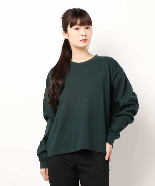 THE NORTH FACE（ザノースフェイス）の「THE NORTH FACE L/S Nuptse Cotton Tee NTW82036（Tシャツ/カットソー・レディース・ホワイト/グリーン・LARGE/MEDIUM）」の4枚目の写真