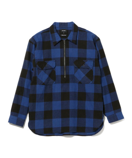 BEAMS(ビームス)の「BEAMS / ハーフジップ バッファローチェック プルオーバーシャツ(シャツ/ブラウス・メンズ・レッド/ブルー・SMALL/MEDIUM/LARGE/X-LARGE)」の6枚目の写真