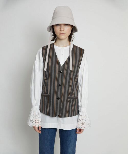 BEAUTY&YOUTH UNITED ARROWS(ビューティーアンドユースユナイテッドアローズ)の「BY ポリエステルストライプベスト(その他アウター・レディース・その他1・FREE)」の1枚目の写真