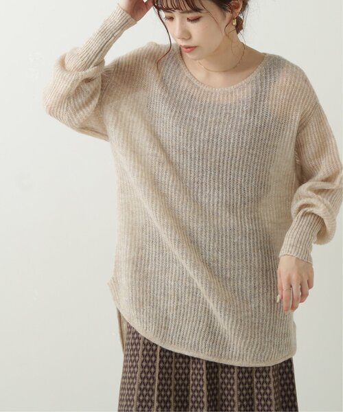 RAY CASSIN（レイカズン）の「メランジ畦ラウンドヘムチュニック（ニット/セーター・レディース・オレンジ/ライトカーキ/ベージュ・FREE）」の4枚目の写真