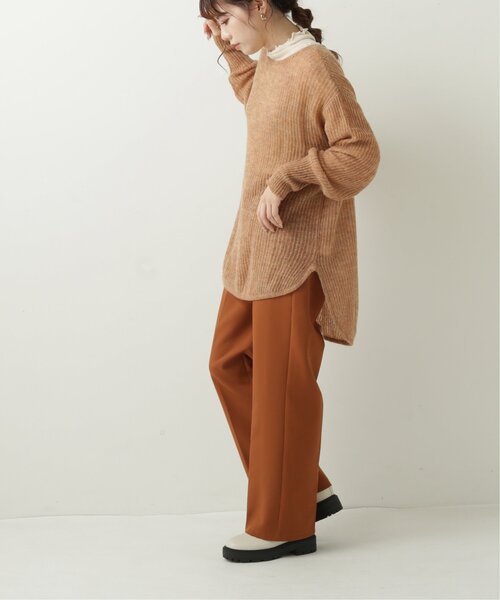RAY CASSIN（レイカズン）の「メランジ畦ラウンドヘムチュニック（ニット/セーター・レディース・オレンジ/ライトカーキ/ベージュ・FREE）」の13枚目の写真