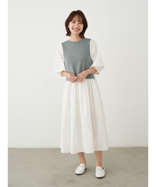 earth music&ecology（アースミュージックアンドエコロジー）の「ドッキングカットワンピース　＊（ワンピース・レディース・ベージュ/ブラック/ミント/ネイビー・FREE）」の19枚目の写真