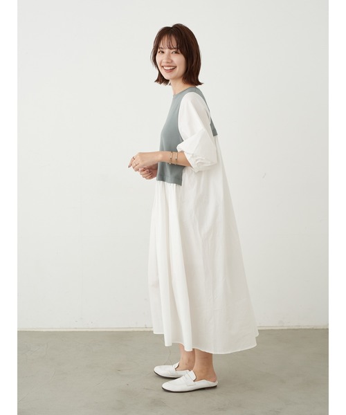 earth music&ecology（アースミュージックアンドエコロジー）の「ドッキングカットワンピース　＊（ワンピース・レディース・ベージュ/ブラック/ミント/ネイビー・FREE）」の16枚目の写真