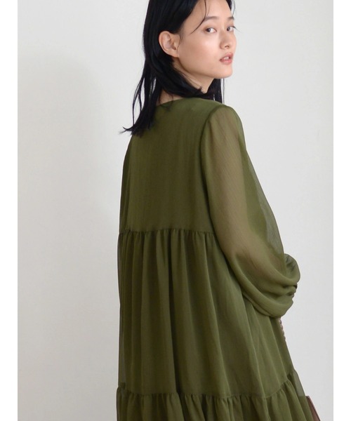 AMERICAN HOLIC（アメリカンホリック）の「【WEB限定】シフォン楊柳ティアードワンピース（ワンピース・レディース・ブラック/カーキ/マスタード・M/L）」の17枚目の写真