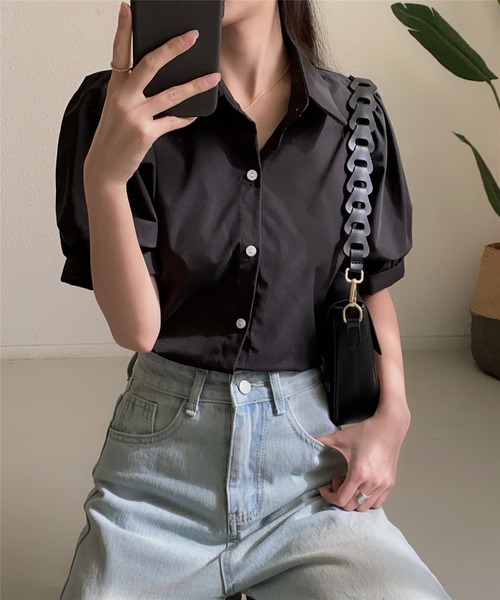 MAISON DE THERESE(メゾン ド テレーズ)の「ストライプ半袖シャツブラウス ビジネスシャツ(シャツ/ブラウス・レディース・ブルー/ブラック/ベージュ/グリーン/ピンク/モカ/ブラック系2/ホワイト系1/ホワイト/ブラック系1・L/M/S)」の5枚目の写真